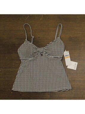 Cece Womens Keyhole Over the Shoulder Tankini Top 26CC207CT Black / White S